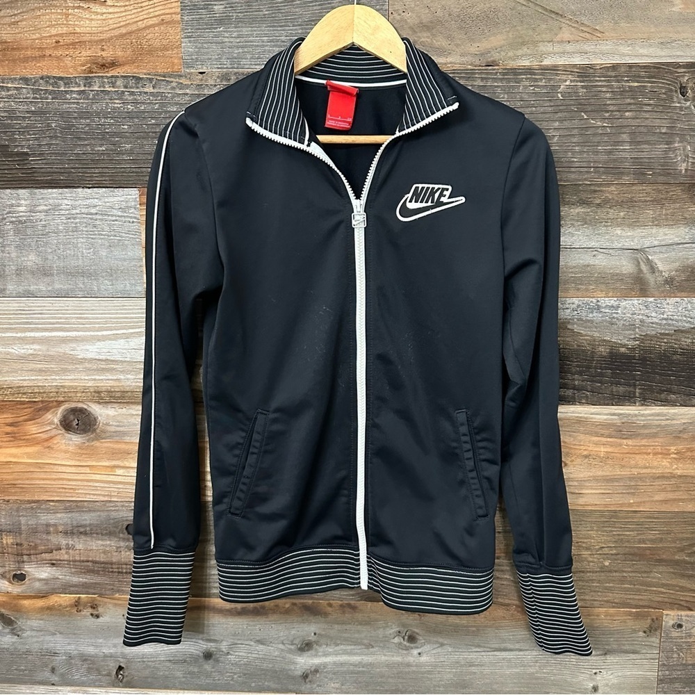 Nike Womens Full Zip Warm Up Track Jacket Pre Game Size S Black White Red Tag